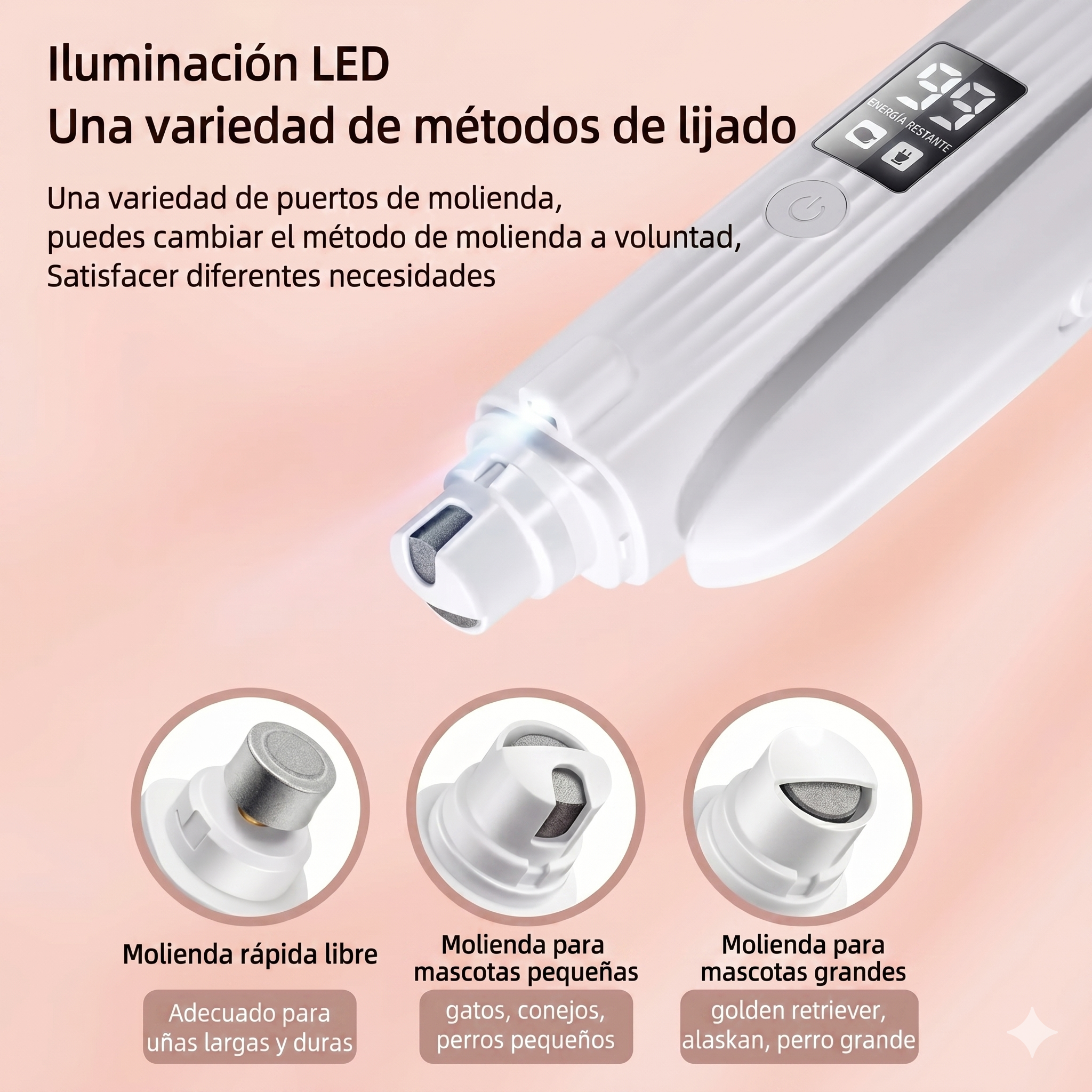 Cortauñas eléctrico para mascotas LED